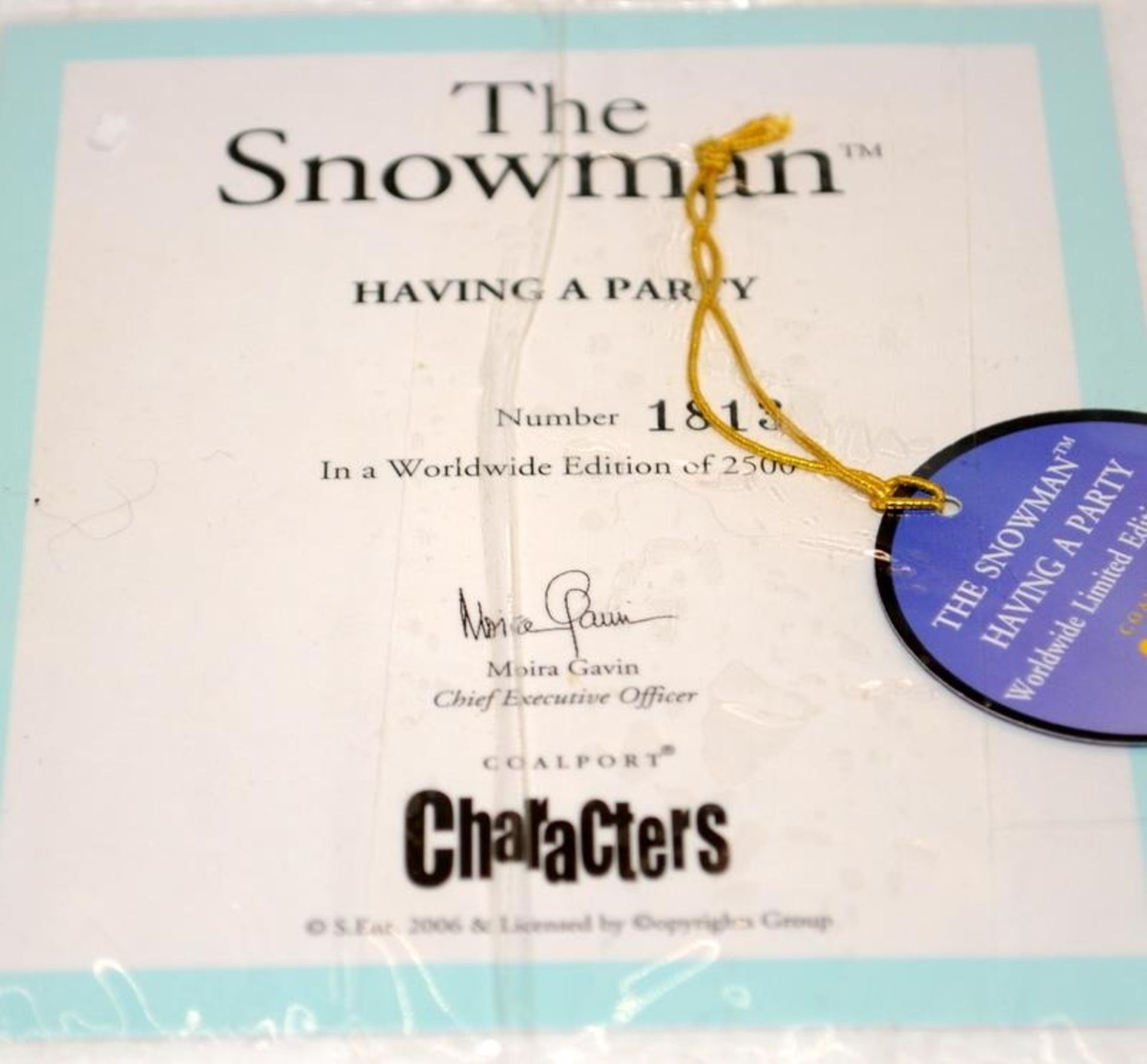 Coalport The Snowman figurine: Having A Party. H Samuels exclusive figure. boxed - Image 3 of 4