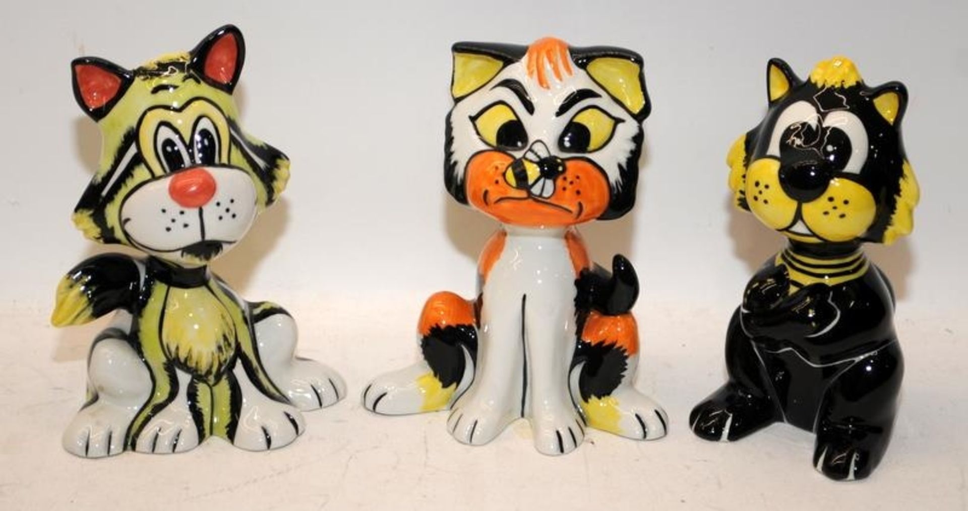 Lorna Bailey Cat Figures: 3 x Limited Edition Cats, Billy the Cat 18/50, Sting 10/75 and Ba 49/