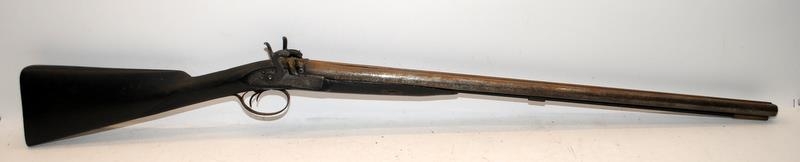 Antique Muzzle loading twin barrel twin trigger percussion rifle. Armoury marks to stoppered barrel. - Image 3 of 5