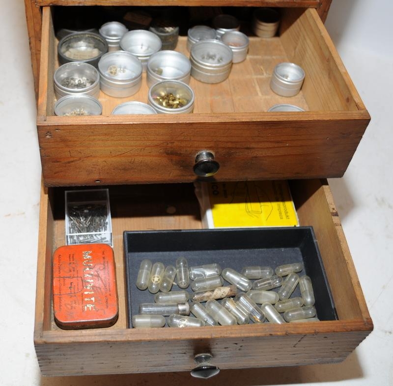 Vintage watchmakers worktop cabinet of 7 graduated drawers. From a working environment, includes - Image 4 of 7