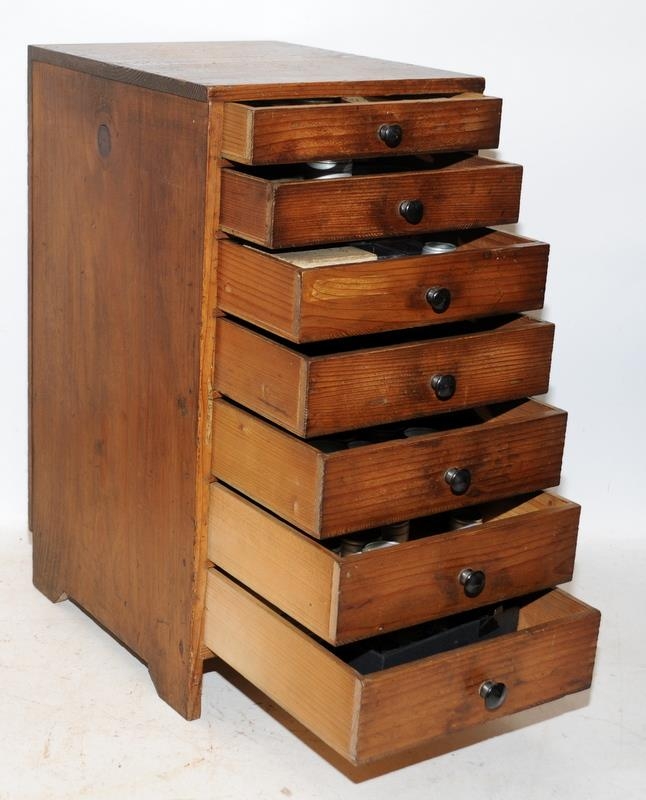 Vintage watchmakers worktop cabinet of 7 graduated drawers. From a working environment, includes - Image 3 of 7