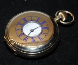 Thomas Russell Liverpool 15 jewels gold plated half hunter pocket watch in good working order at