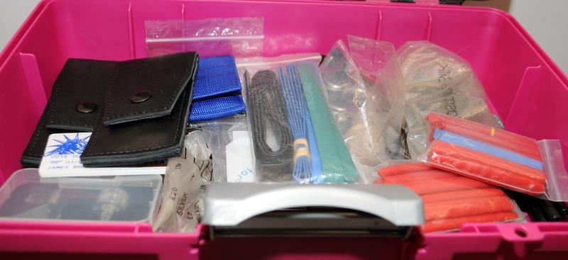 Plastic storage box with drawers containing a useful quantity of watch makers tools. Removed from - Image 6 of 6