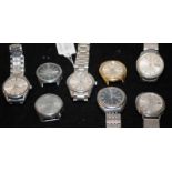 Tub of vintage Seiko automatic and manual wind watches including Sportsmatic, Skyliner, Actus,