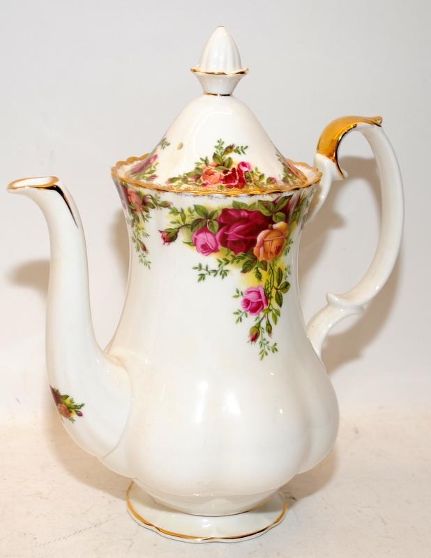 Royal Albert Old Country Roses 24cms lidded coffee pot c/w 6 x footed coffee mugs - Image 2 of 4