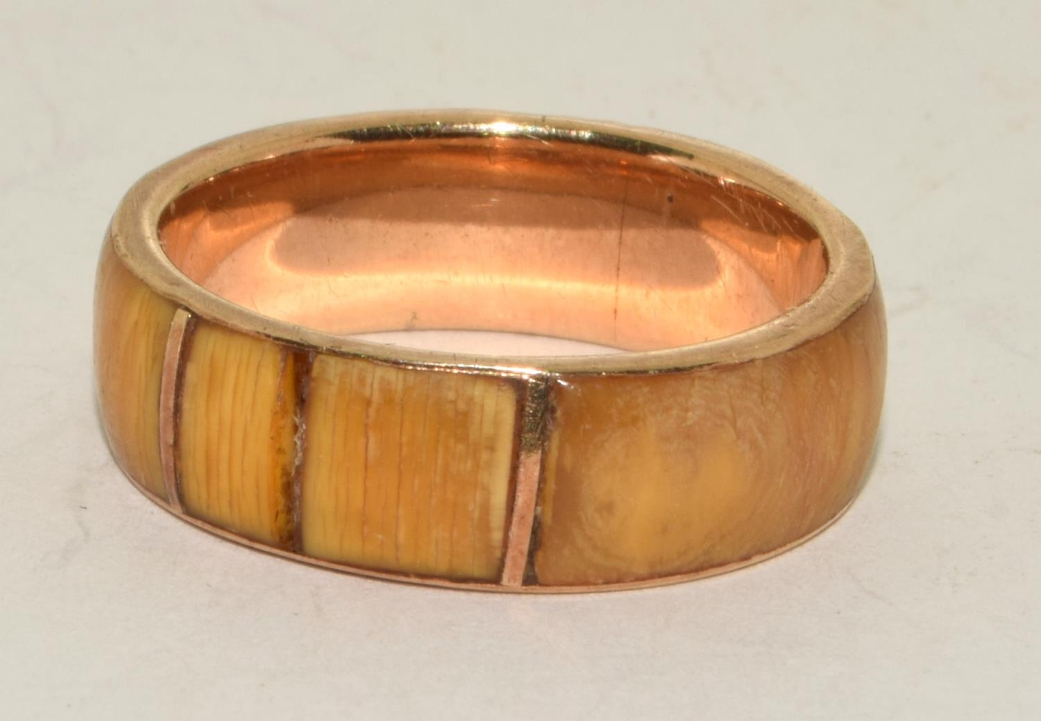 Gold (tested) Horn ring size O 2.8g total - Image 4 of 4