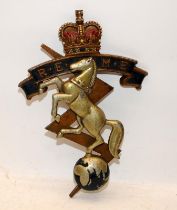 Vintage REME Royal Mechanical and Electrical Engineers painted cast metal wall plaque. 35cms top