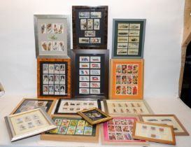 Large quantity of framed ready for display cigarette and tea cards. 12 frames in lot