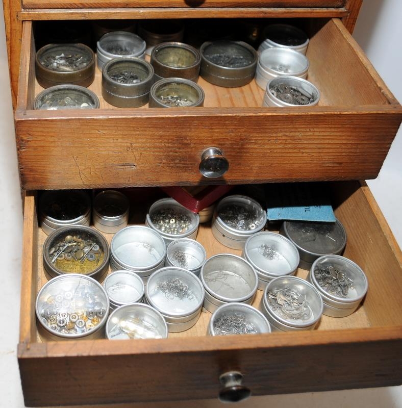 Vintage watchmakers worktop cabinet of 7 graduated drawers. From a working environment, includes - Image 5 of 7