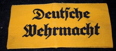WWII German Deutsche Wehrmacht yellow arm band, worn by German civilians assigned to military duties