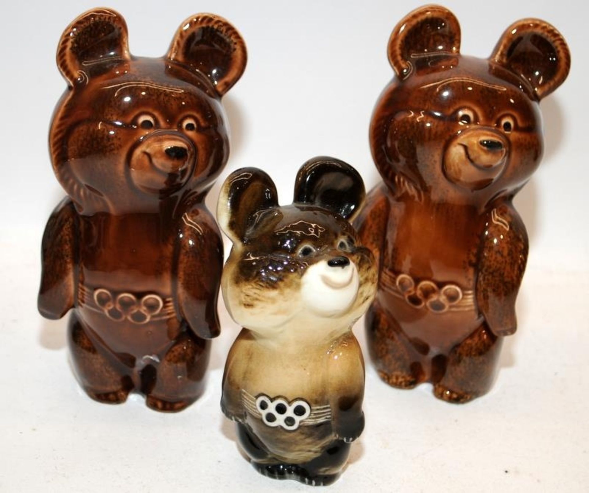 A collection of porcelain Moscow 1980 Olympic Games Misha Bears, the largest being 15cms tall. 6 - Image 2 of 5