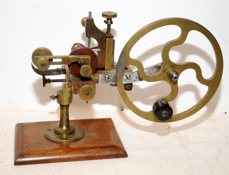 Quality Antique Hand Cranked Watchmakers Lathe of brass and steel construction