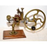 Quality Antique Hand Cranked Watchmakers Lathe of brass and steel construction
