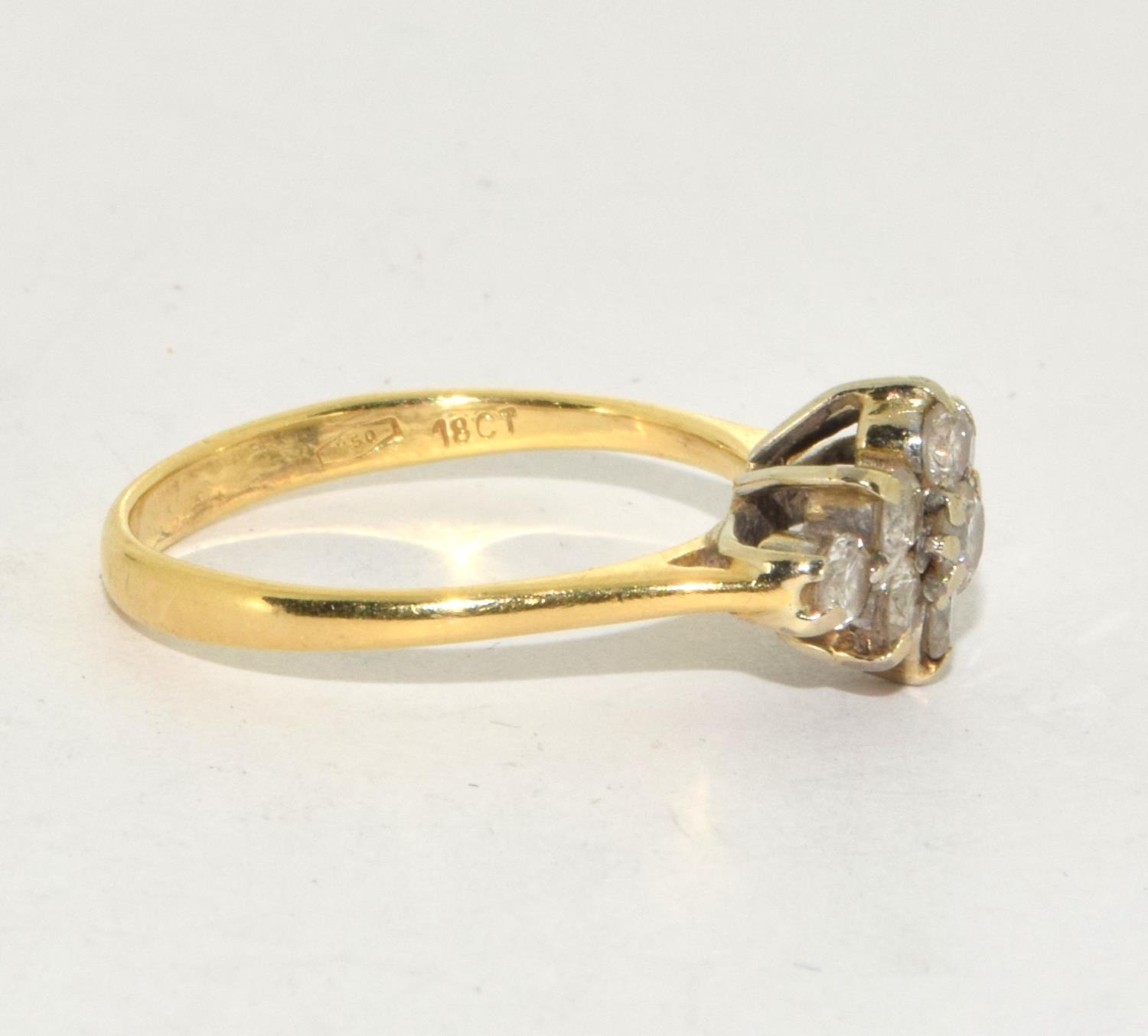 18ct gold ladies Diamond shape Diamond cluster ring approx 0.5ct size N - Image 4 of 5