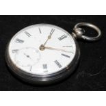 Antique sterling silver Fusee Lever open face pocket watch hallmarked for London 1863. In good