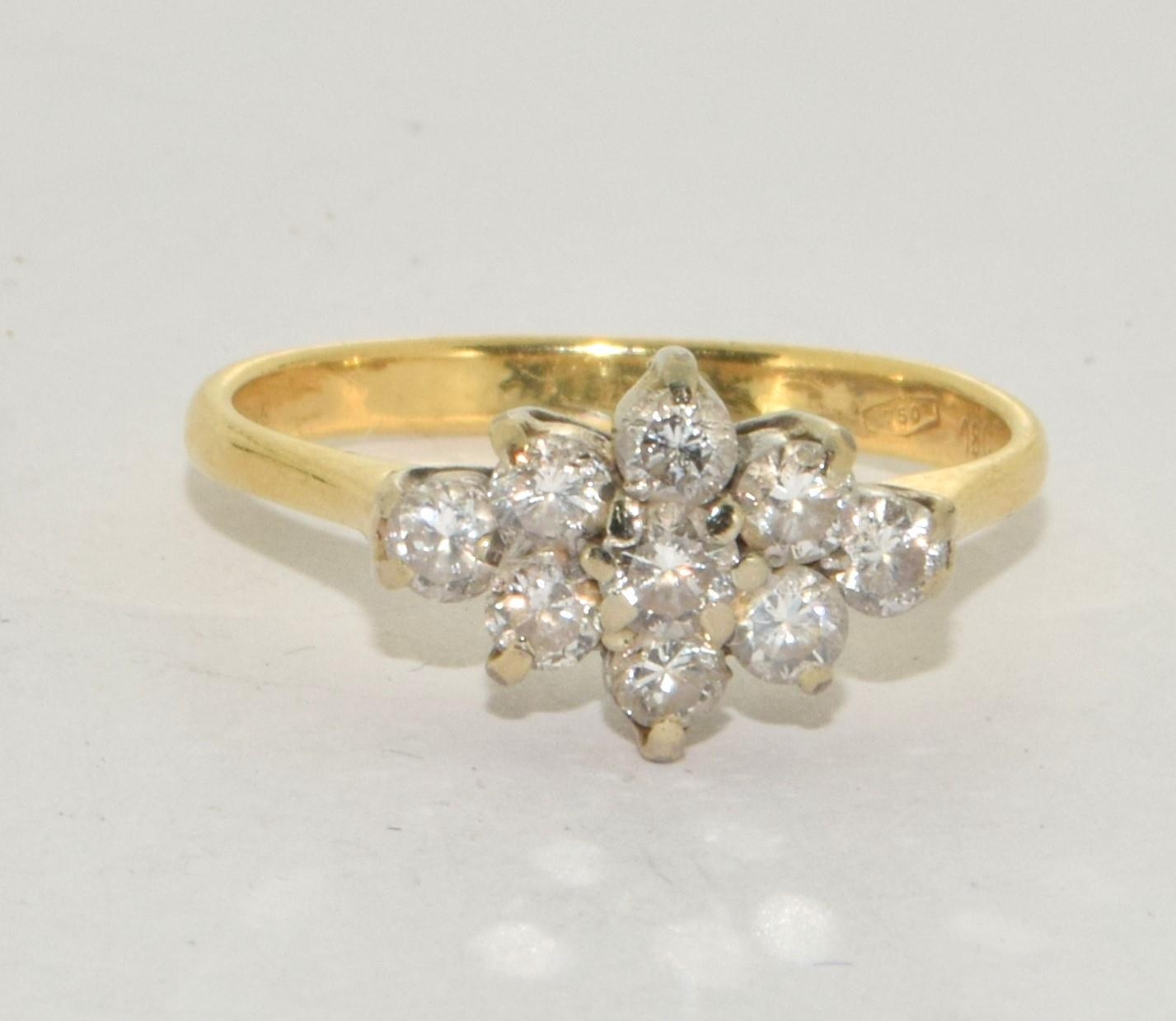 18ct gold ladies Diamond shape Diamond cluster ring approx 0.5ct size N - Image 5 of 5