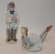 Lladro clown with saxophone 5471 together with ballerina (2)
