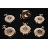 A collection of NOS gold plated half hunter pocket watch cases. External size 50mm not including