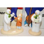 2 x Coalport The Snowman Figurines: Snowman's Surprise c/w Toothy Grin (limited edition with