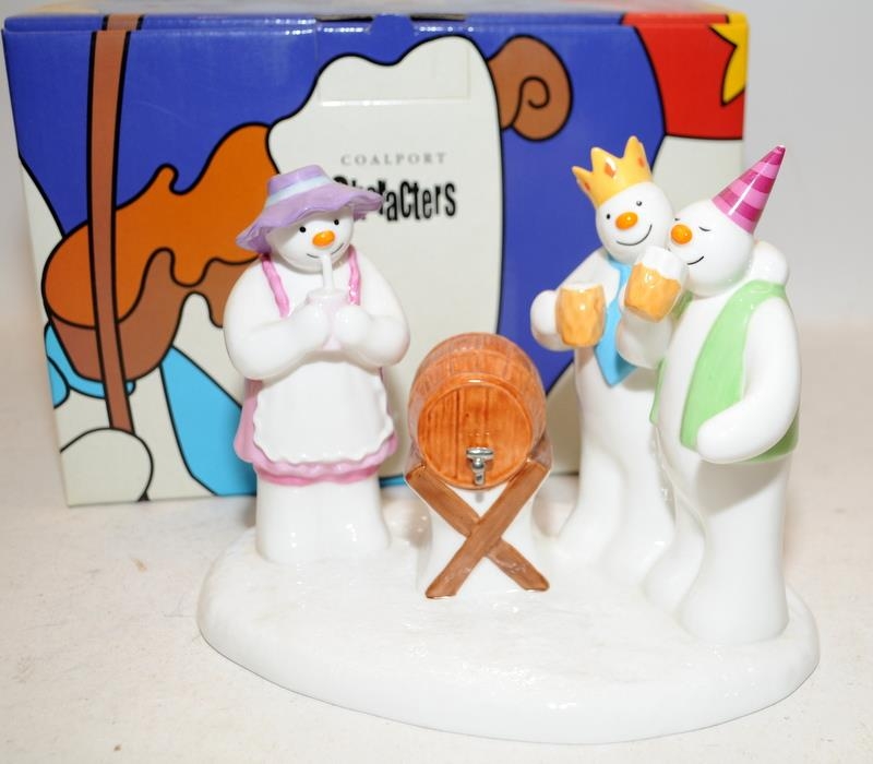 Coalport The Snowman figurine: Having A Party. H Samuels exclusive figure. boxed