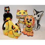 5 x Lorna Bailey cat figures including Monty, Sandy and Whiskers. All signed