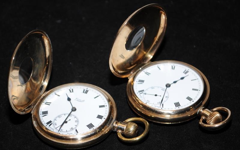Two quality vintage gold plated half hunter pocket watches. Both in good working order at time of - Image 3 of 3