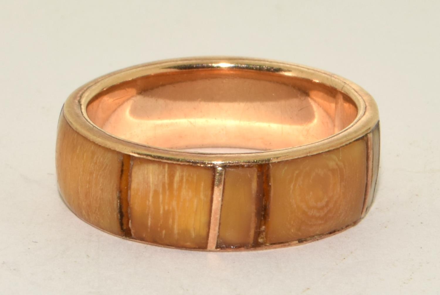 Gold (tested) Horn ring size O 2.8g total - Image 3 of 4