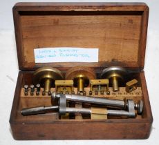 Vintage Lorch & Schmidt Watchmakers Screw Head Polishing Tool Set. In original hinged wooden box