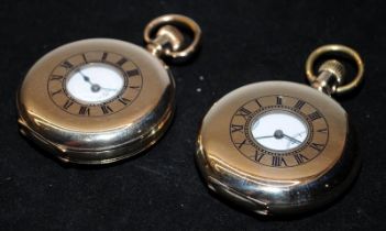 Two quality vintage gold plated half hunter pocket watches. Both in good working order at time of