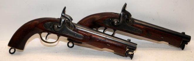 Superb pair of Victorian Percussion Cavalry Carbine Bore Pistols. Victorian Ordnance Crown Cypher