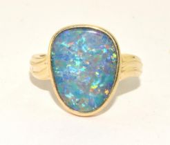 9ct gold large fire Opal ring size V
