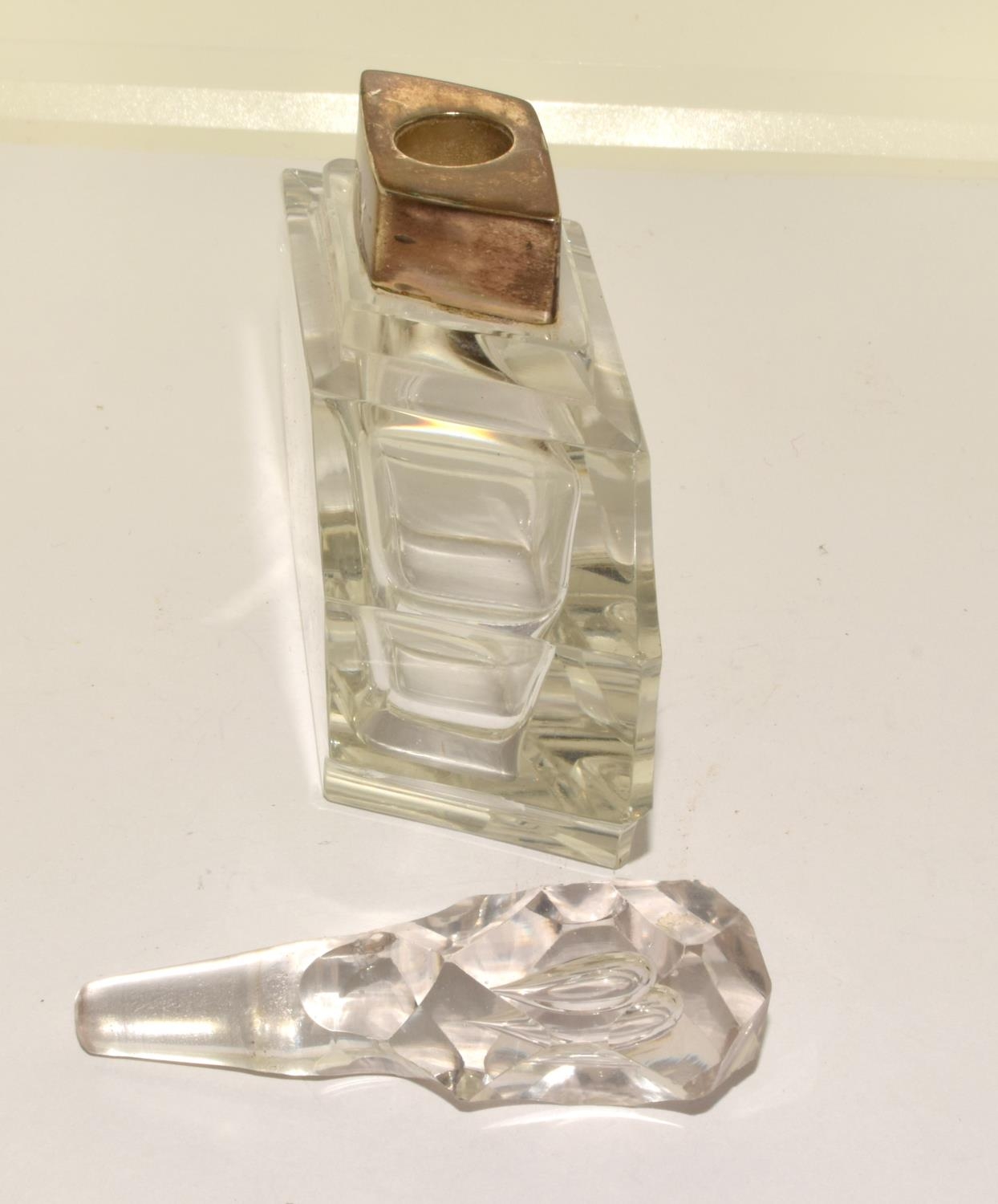 3 x Chrystal glass silver collard perfume bottles and stoppers - Image 3 of 7