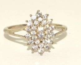 A 925 silver oval cluster ring Size P 1/2.