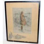 Framed WWI Snaffles (Charles Johnson Payne 1884-1967) print: 'The Gunner'. O/all frame size 37 x 46