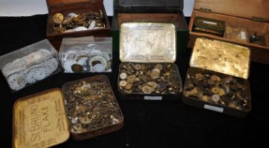 Large box of pocket watch dials, spare parts etc. Good lot to sort through