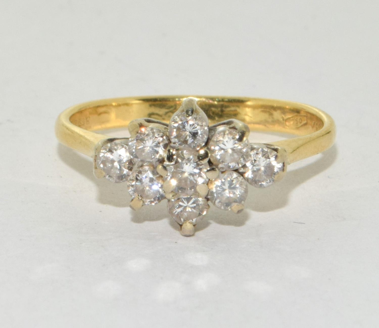18ct gold ladies Diamond shape Diamond cluster ring approx 0.5ct size N