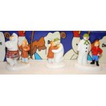 3 x Coalport The Snowman Figurines: Highland Fling, The Special Moment and All My Own Work (
