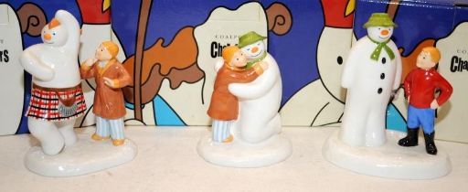 3 x Coalport The Snowman Figurines: Highland Fling, The Special Moment and All My Own Work (