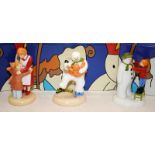 3 x Coalport The Snowman Figurines: Hug For Mum, Dancing With Teddy and Adding A Smile. All boxed