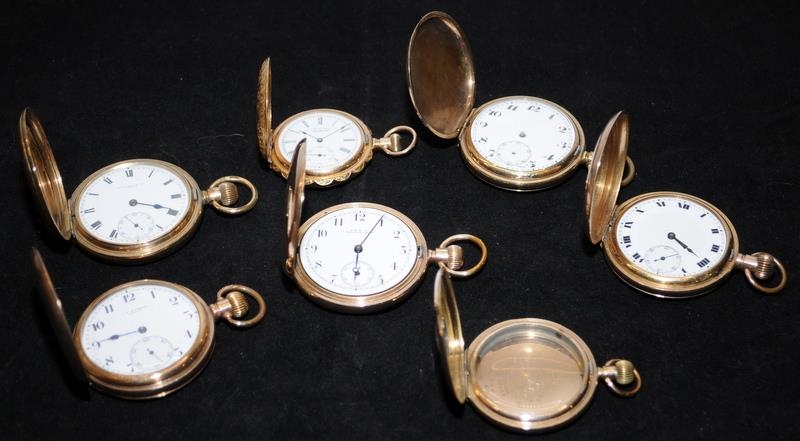 A collection of antique gold plated full hunter pocket watches, all requiring attention. Lot also - Image 3 of 3