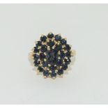 18ct gold ladies antique set Sapphire statement/cocktail cluster ring 6.8g size N