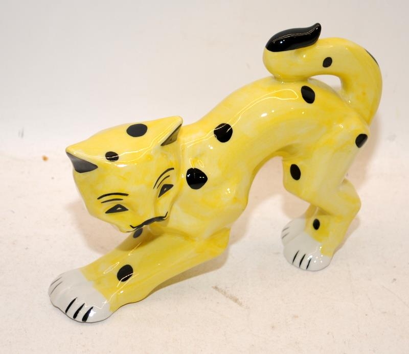 Lorna Bailey Cats Set: Large Yellow/Black Polka Dot Cat Set, Leaping, Stretching and Laying. 3 in - Image 2 of 4