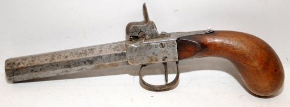 Antique French Pistolet De Poche pocket pistol. Single shot, percussion cap firing mechanism.