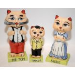 Lorna Bailey Cats Set: Cat Family comprising Mr Tom, Susie and Tinker.