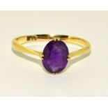 18ct gold amethyst ring, 2.4g Size S
