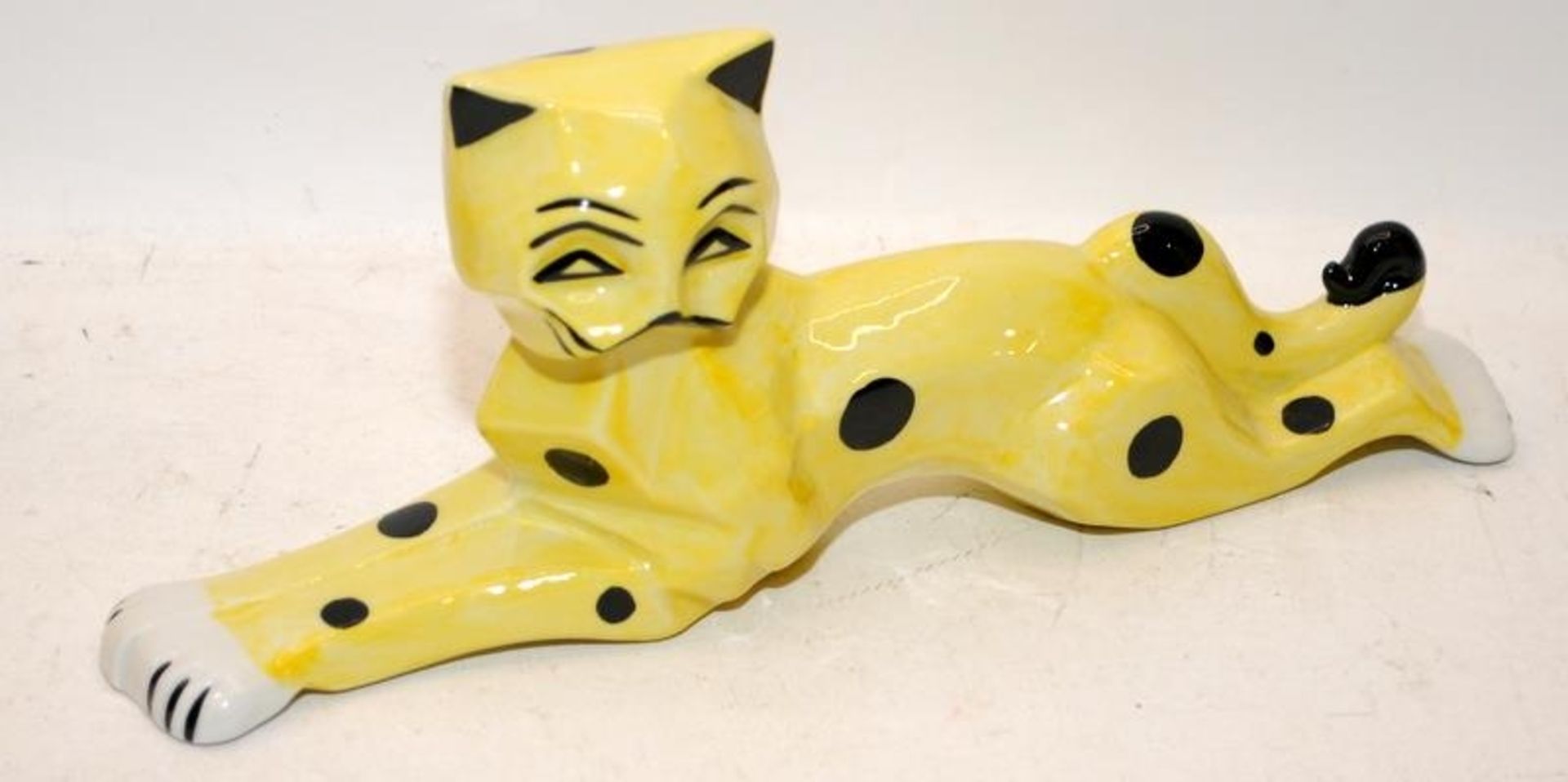 Lorna Bailey Cats Set: Large Yellow/Black Polka Dot Cat Set, Leaping, Stretching and Laying. 3 in - Image 3 of 4