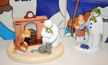 2 Coalport The Snowman Figurines: The Gift (Guild exclusive with certificate) c/w By The Fireside (