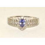 A 925 silver and tanzanite D'joy ring Size T