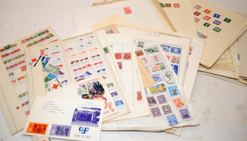 Folder containing a selection of stock sheets and loose album pages of world stamps including - Image 2 of 3