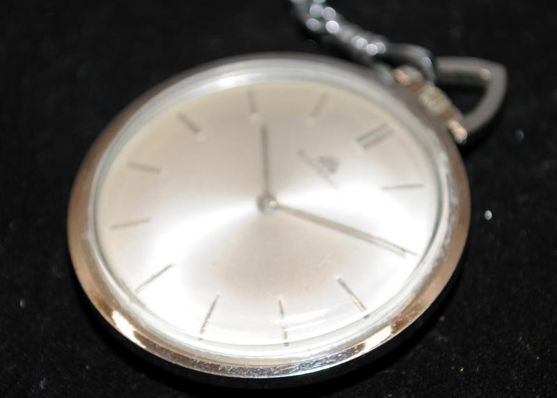 Swiss Bucherer open face pocket watch c/w watch chain and fob. Working at time of listing - Image 2 of 3